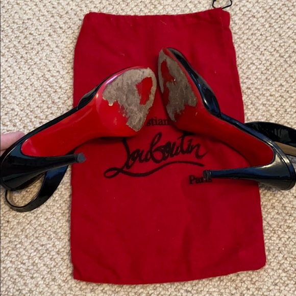 Christian Louboutin Black Patent Slingback Pumps Heels 39.5 - Picture 6 of 7